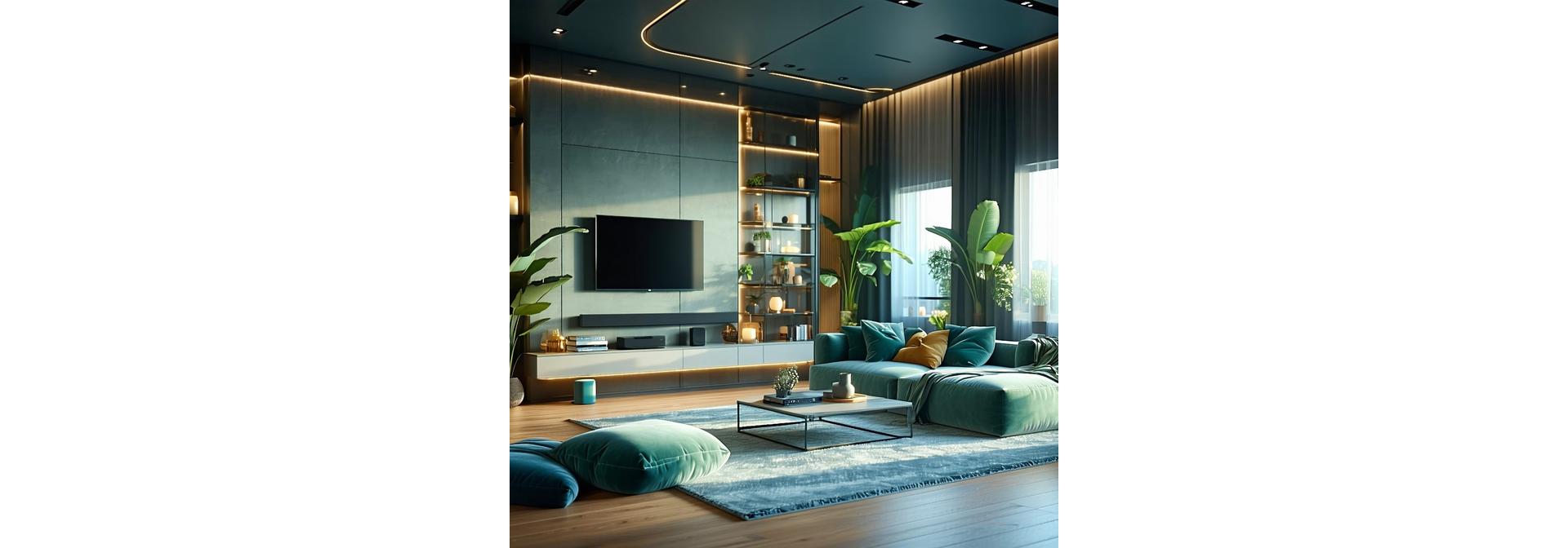 Een modern Nederlands smart living interieur met sfeerverlichting en geautomatiseerde apparaten